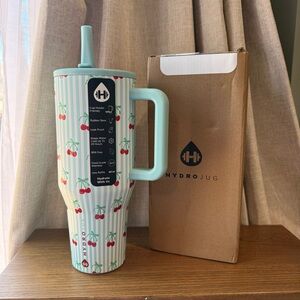 HydroJug 40oz Traveler Tumbler Leak-Proof Sweet Cherry Blue Stripe Water Bottle